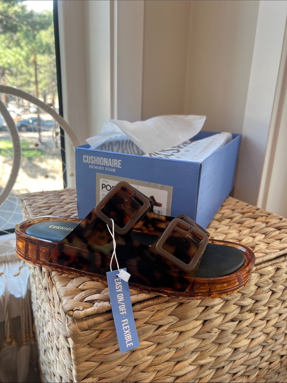 Cushionaire Women’s Tortoiseshell Slide Sandals - Brown